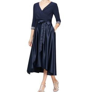 Alex Evenings Navy Dress 6P NWT